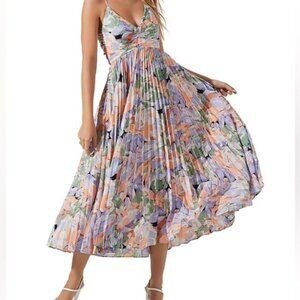 ASTR Blythe Floral Plisse Midi Dress